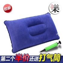   Outdoor travel inflatable pillow Double-sided flocking inflatable cushion Waist pillow Lunch break pillow Blowing pillow