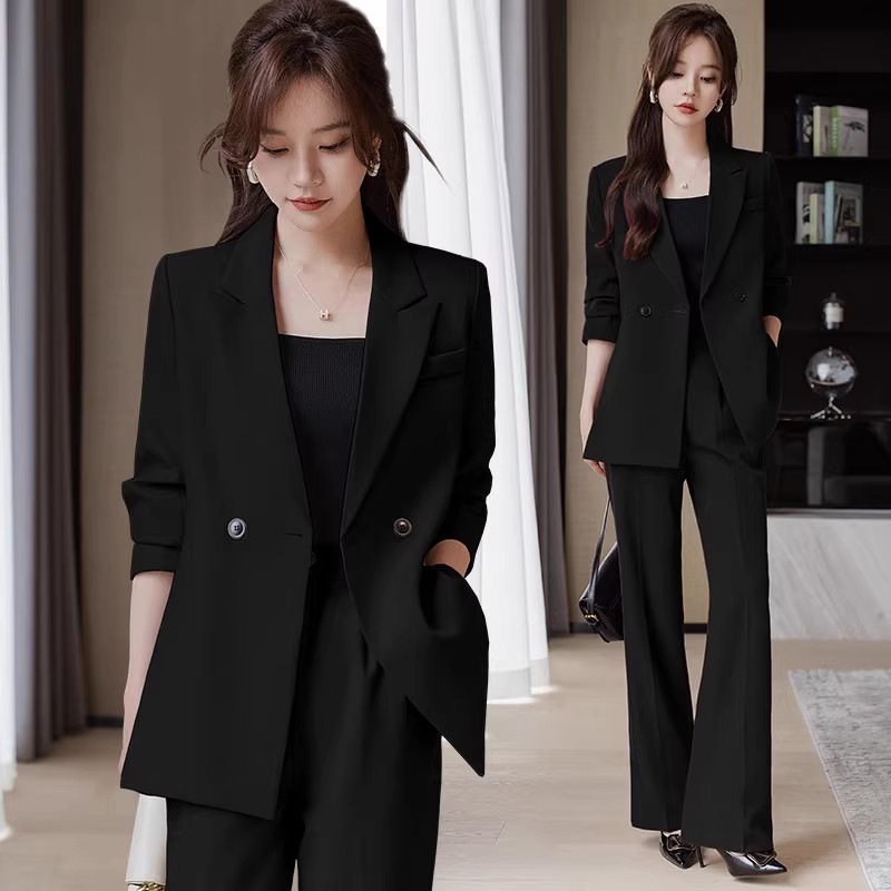 Черный костюм женский 2025 новый рабочий высококачественный повседневный темпераментный женский профессиональный официальный пиджак
