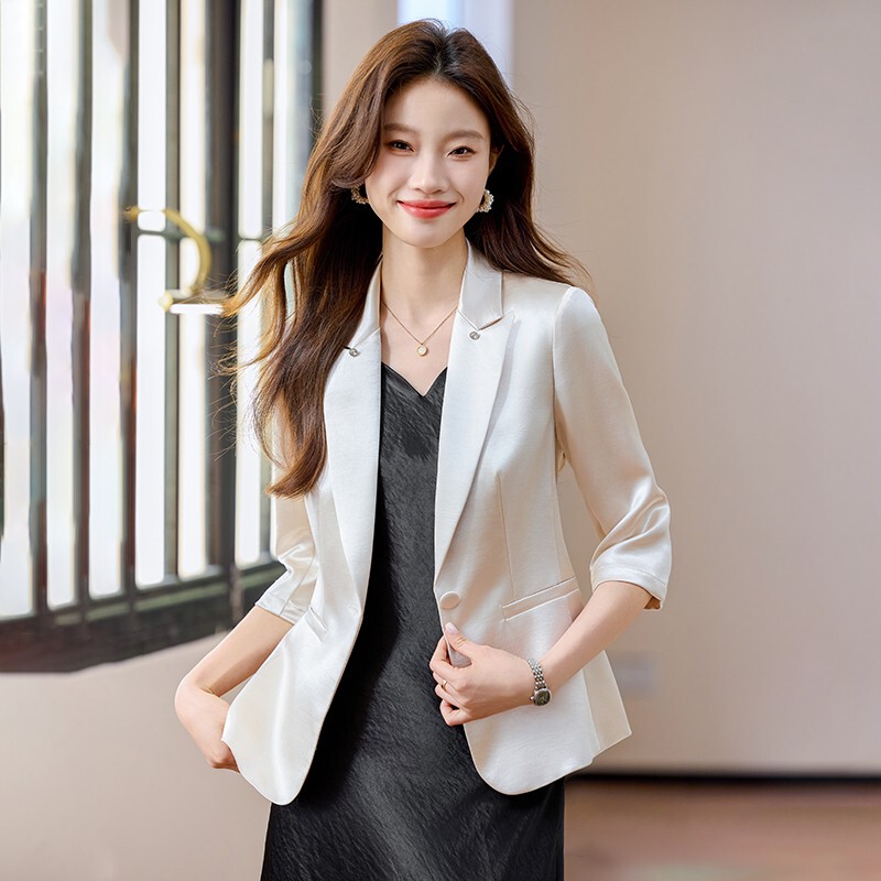 Acetate Satin Blazer for Women 2026 New Summer Thin Style High-End Petite Summer Suit Set