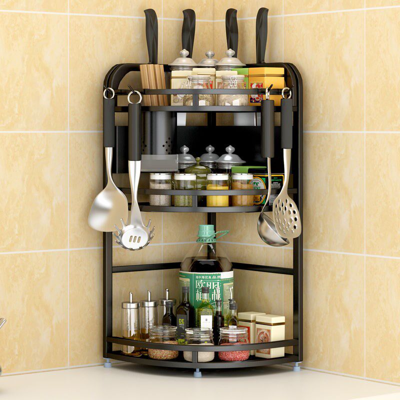 Triangle rack kitchen special kitchen stainless steel tripod kitchen utensils wall-mounted seasoning corner shelf