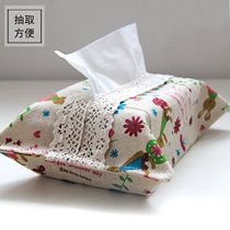 Fabric cotton linen car car supplies creative tissue box simple cute living room toilet car paper set