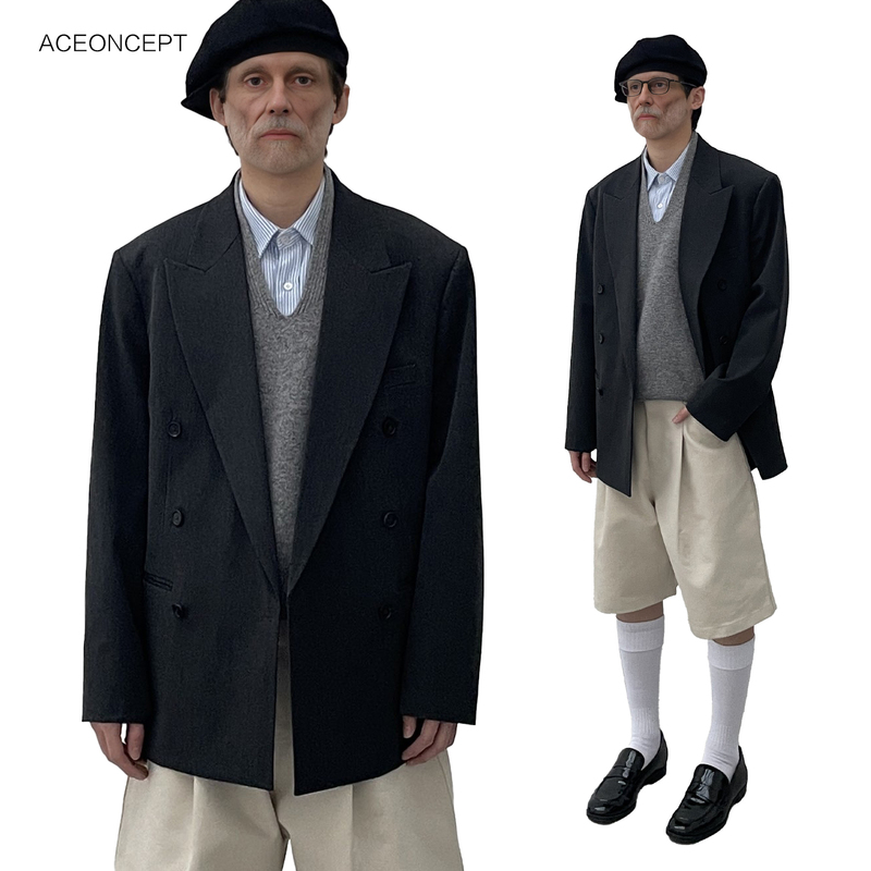 Aeec Official Retro Loose-Fitting Commuter Casual Double-Breasted Shoulder-Padded Versatile Old Money Blazer