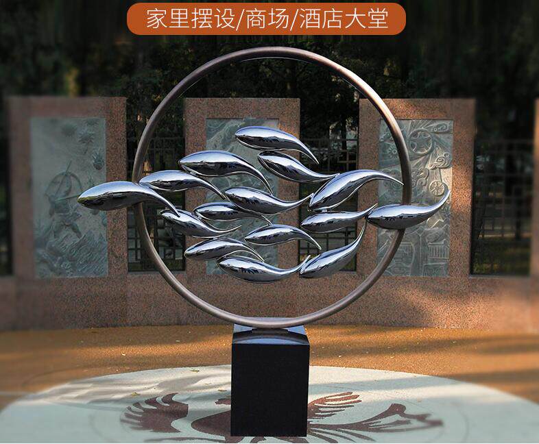 Stainless Steel Abstract Sculpture Hotel Lobby Club Creative-style Lobby Outdoor Waterscape Group Fish Sculpture