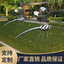 Outdoor landscape Real Estate demonstration area garden lawn ornaments stainless steel creative abstract Commercial Street dragonfly sculpture