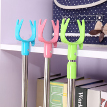 Stainless steel telescopic garment fork support hanger balcony clothes hanger clothes fork clothes stand for household