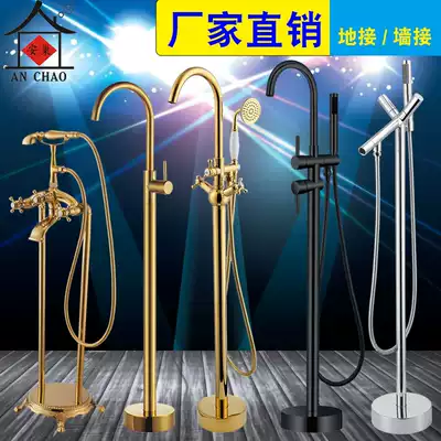 Floor-standing bathtub faucet Vertical all-copper hot and cold barrel faucet Floor shower