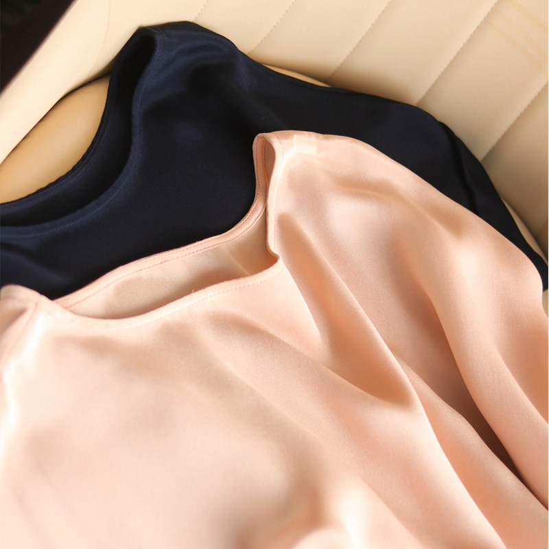 Minimalist elegant heavy lbs 30 mmi genuine silk camper shoulder roll sleeves lace up for a long foreign dress MA460