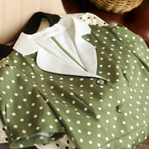 Its too trendy for the ocean-gas-minus-age retro-point V-collar bubble sleeves A-character one-piece dress Summer New ME864