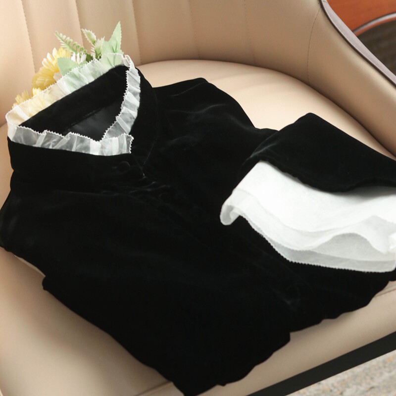 Pure high and trendy sense temperament too good to taste real silk velvet Root Yarn Shirt Jacket MA900