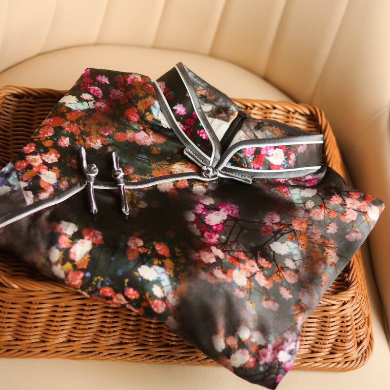 13~Close your eyes and enter the retro cold black rose Chinese style cheongsam and silk dress that old fans love ME854