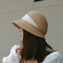 UPF 50 Japanese design minimal straw hat fishermans hat summer sun - proof outdoor shade cap Renaissance women