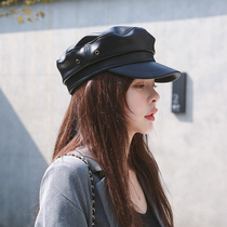 South Korea autumn and winter skin hat female casual Joker black air hole plate octagonal hat Korean version of duck tongue hat military hat