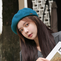 New English wool berets warm pumpkin cap letter Beret female painter cap