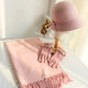 2024 New Autumn and Winter Hat, Scarf and Gloves Three-piece Set for Women Korean Version Cute Pink Three-piece Set for Gifting with Heart