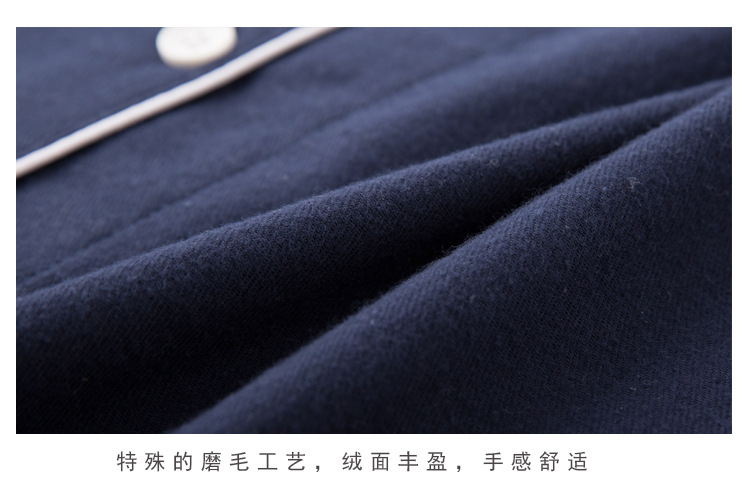 Mùa thu và mùa đông cặp đôi không in màu rắn đồ ngủ dài tay đặt bông flannel nhà quần áo cotton thêu quần áo ngủ nữ