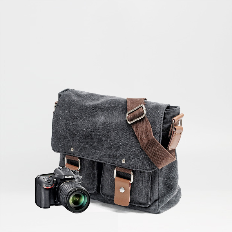 Retro canvas bag men's and women's messenger bag shoulder Canon micro single-lens camera camera bag detachable small bag single-lens camera bag