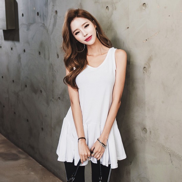 Korea Spring and Autumn Women's Clothing Cotton Casual Loose Casual Underwear T-shirt Pleated Skirt Vest