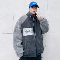 Cashmere coat men plus velvet thickened Tide brand cotton coat 2021 new winter standing collar trend fleece cotton wool