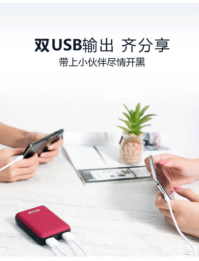 双USB输出,飞毛腿10000mAh锂聚合物移动电源旗舰店58元