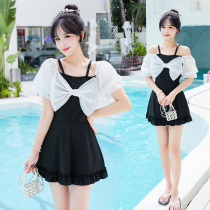 Swimsuit womens 2022 new ins super immortal Korean one-piece conservative skirt style cover belly slim student vacation swimsuit