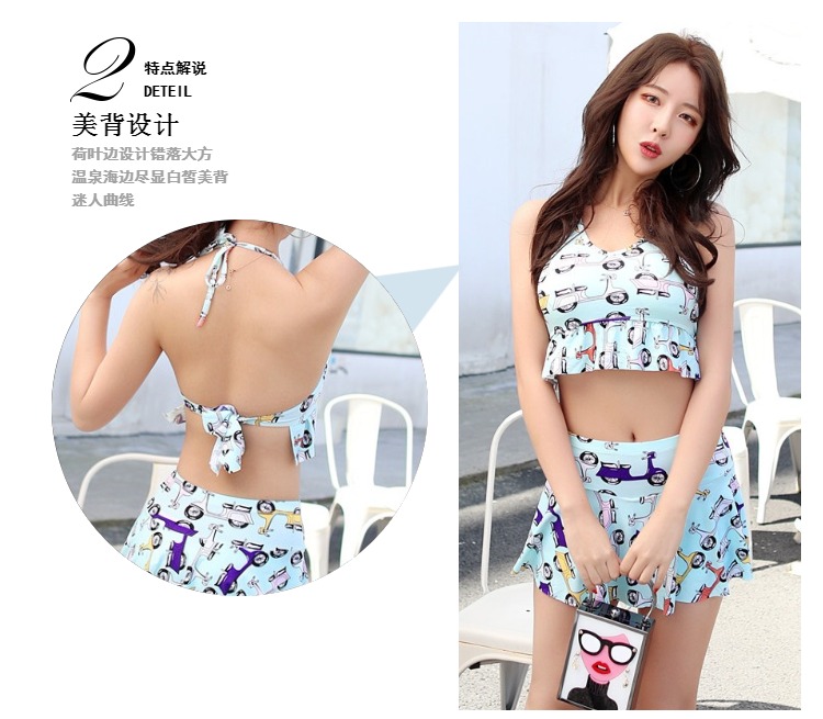 Bộ đồ bơi nữ ba mảnh phù hợp với váy xẻ bảo thủ ngực nhỏ tập hợp gợi cảm khí chất mỏng kỳ nghỉ mùa xuân nóng bỏng tắm phù hợp 	các kiểu đồ bơi 2 mảnh	