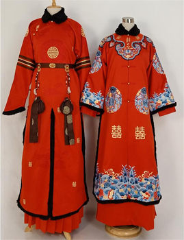 Yanxi Strategy (Tv Series) Style Traditional Chinese Couple's Qing Dynasty Court Dress, Traditional Chinese Bride's Xiuhe Suit, Red Chinese-Style Wedding Dress