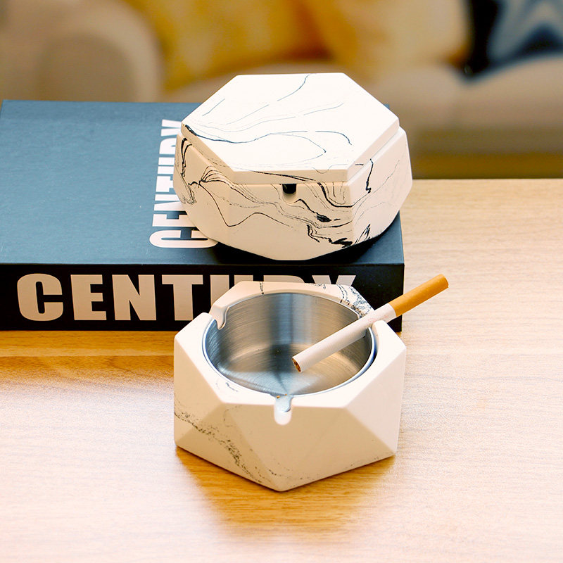 Fashion decorative ashtray with cover windproof home ins creative personality trend home living room ashtray small ornaments