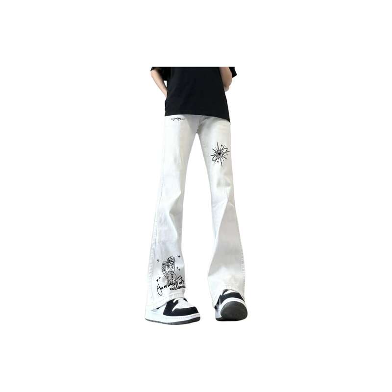 Duke+Dexter American Street Style Cool Vintage Washed and Distressed Prayer Angel Print Narrow-Fit Jeans
