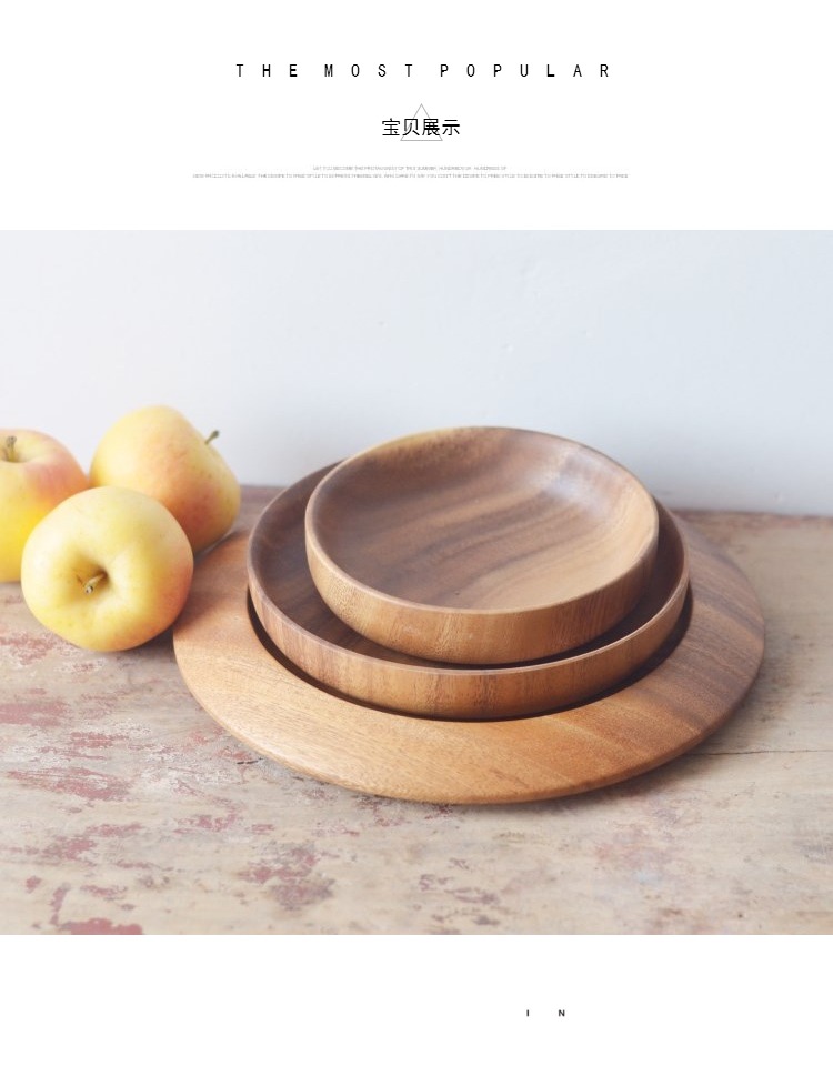 Sản phẩm mới Gỗ keo Châu Âu Salad gỗ Bát trái cây Tấm gỗ sáng tạo Retro bát gỗ ba mảnh khay bánh kẹo gỗ