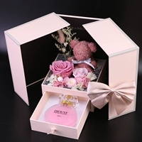 Розовый ночник, подарочная коробка, духи, с медвежатами