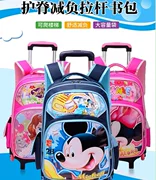 Phiên bản tiếng Hàn của túi xe đẩy 1-6 nữ sinh tiểu học túi đeo vai 3 vòng leo cầu thang trẻ em ba lô hành lý