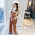 Giảm giá mùa đông phù hợp với thời trang 2018 mới cao cổ áo len đáy quần len yếm hai mảnh đầm bầu sang chảnh Áo thai sản