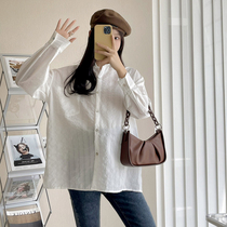 2021 autumn new maternity coat Korean loose fashion simple versatile fashionable vertical striped shirt