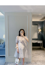 2022 pregnant woman with dress and summer dress doll dress new fashion loose Korean version Broken Flower Dress in a long net red dress