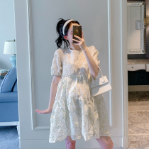 2021 maternity dress summer dress doll dress new fashion loose Korean version floral dress medium-long net red skirt