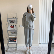 2021 new gestational woman dress fall suit outside wearing long sleeve sweatshirt with loose small leggings for two sets of women