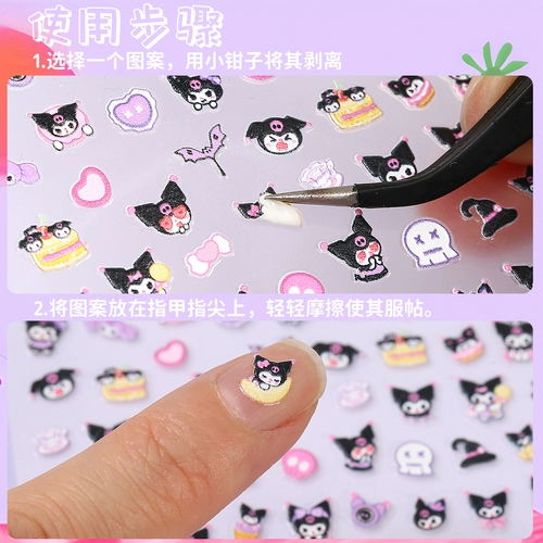 Sanrio, hello kitty, трехмерные детские мультяшные водостойкие наклейки для ногтей для ногтей, накладные ногти, 3D