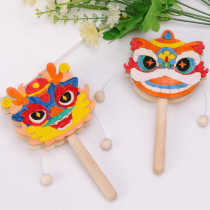 Rattle baby toy classic hand-cranked wave drum baby wooden lion dance traditional children newborn boys and girls