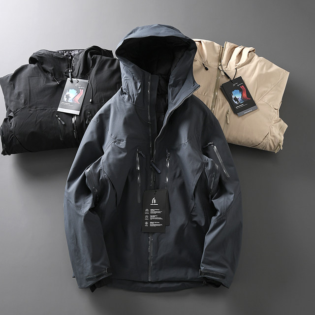 Niaojia foreign trade last order fully-glued windproof and water-repellent 90 white duck down warm hooded hard shell charge down jacket winter