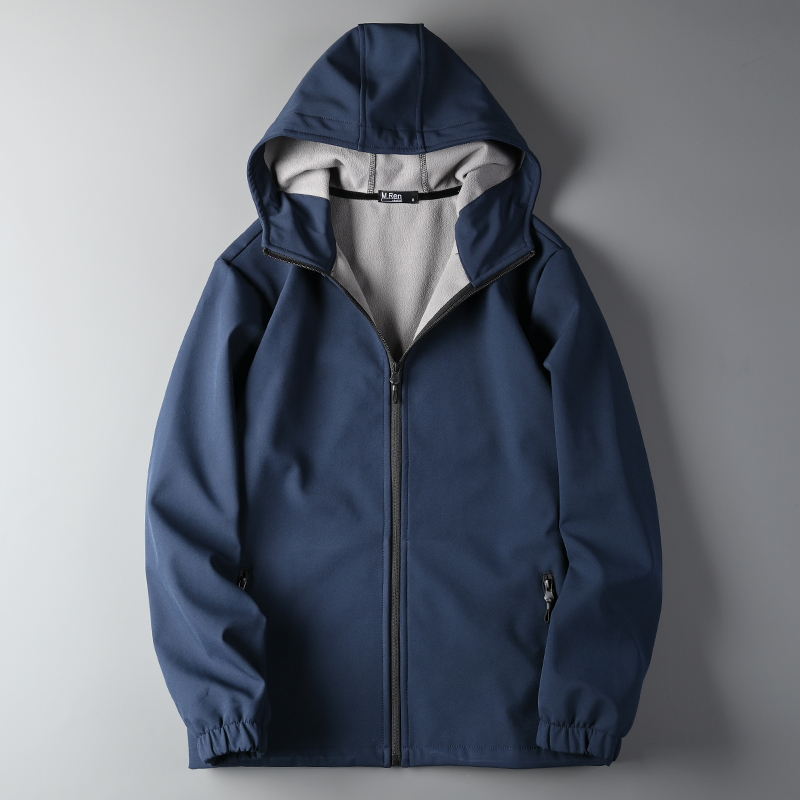Men's Outdoor Softshell Jacket, Windproof and Waterproof, with Thin Fleece Lining, Hooded, Warm, for Export Surplus
