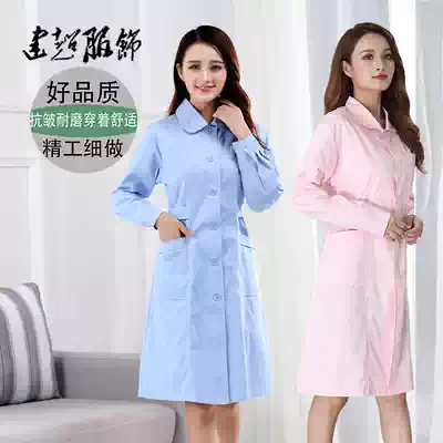 Blue nurse's clothing long sleeve female pink coat doll collar slim hospital beautician work clothes thick winter clothes