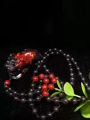 Natural Guilin chicken blood Jade dry Kun material black background red hanging necklace sweater refining men's and women's models
