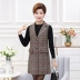 Các bà mẹ trung niên và cao tuổi mặc vest mùa xuân không tay áo khoác dài giữa áo khoác nữ trung niên 2019 mới - Áo vest Áo vest