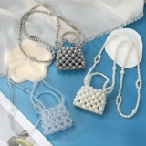 Плетеная маленькая детская сумка из жемчуга, детская портативная сумка для телефона, сумка с петлей на руку