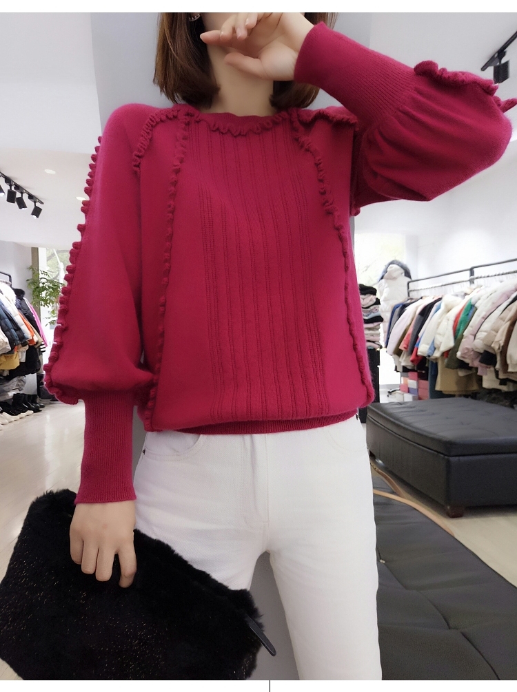 Phụ nữ mùa xuân châu Âu 2019 mùa thu mới Hàng châu Âu thủy triều cổ tròn áo thun đáy áo len đỏ áo len nước ngoài - Đan Cardigan áo len ba lỗ nữ