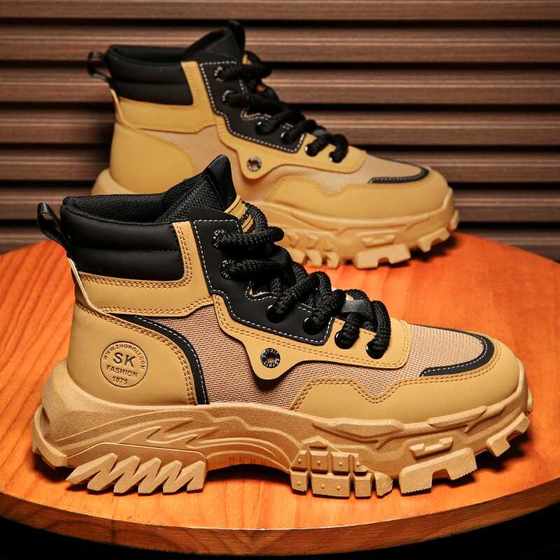 劳保男鞋夏季工地干活防滑耐磨工作户外登山休闲运动黑色马丁靴子