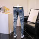 2024 Spring and Autumn Jeans Retro Men's Slim Fit Small Feet Handsome Youth Nostalgic Long Pants Elastic Distressed Ins