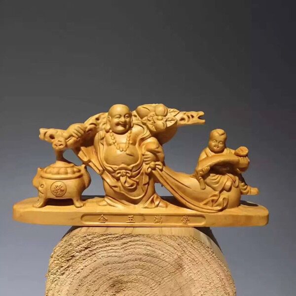 Cliff Cypress Finely Carved Cloth Bag Miyre Fo Golden Jade Full House Car Swing Home Swing
