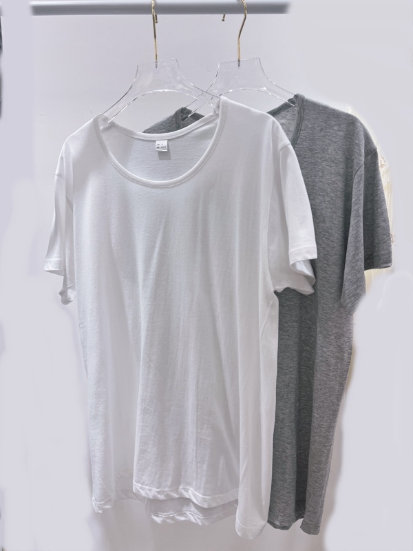 Combed Cotton Round-Neck Half-Sleeve Men's Summer Thin Shirt with No Side Seams, No Holes, No Pilling, for Export