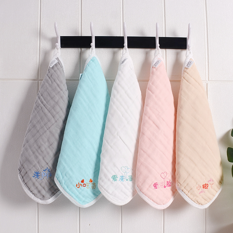 baby embroidery saliva towel six layer cotton gauze square towel five series baby multi-functional baby handkerchief